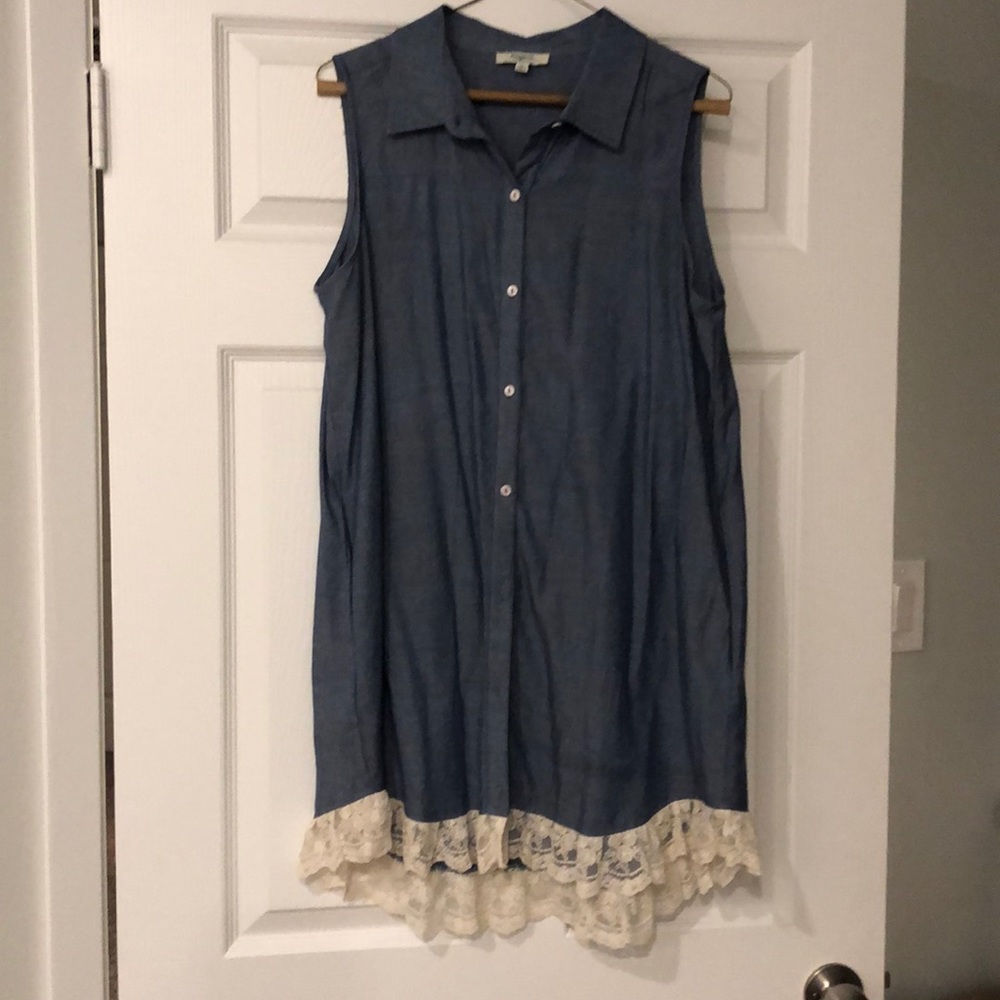Denim tunic with lace edge size L